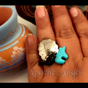 Native American Concho Bear / Bird Ring Sz 9.5